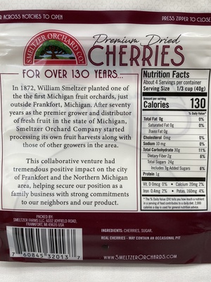 Premium Dried Tart Cherries 6oz. bag